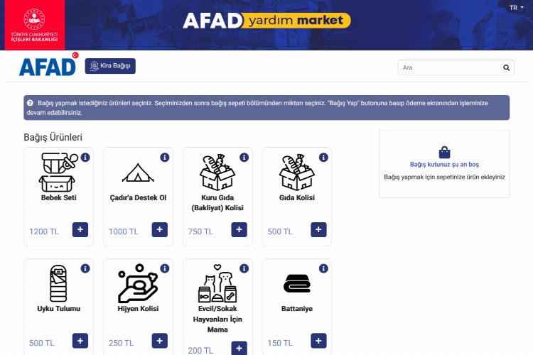 AFAD ‘Yardım Market’ açtı